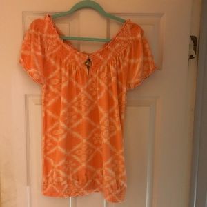 Lucky Brand Peasant Style Top in Peach. Sz L